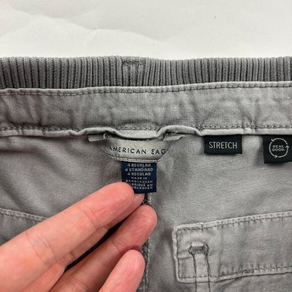 American Eagle Light Gray Drapey Stretch Cargo Pant 4R - Picture 3 of 6